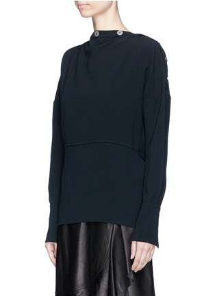 Front View - Click To Enlarge - VICTORIA BECKHAM - Button neck cocoon sleeve cady crepe top