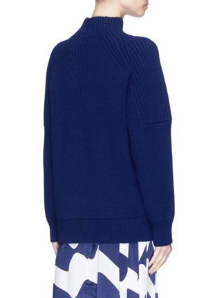 Back View - Click To Enlarge - VICTORIA BECKHAM - Oversized wool cable knit poloneck sweater