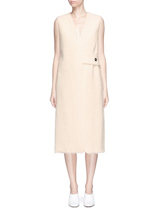 Main View - Click To Enlarge - VICTORIA BECKHAM - Belted frayed hem teddy bouclé long gilet