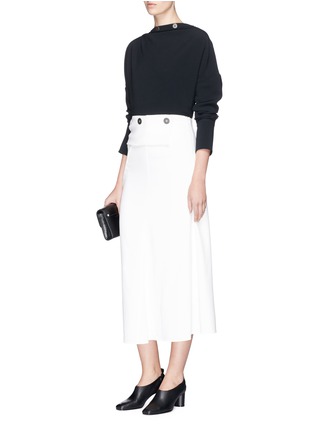 Figure View - Click To Enlarge - VICTORIA BECKHAM - Button waist panel cady crepe midi skirt