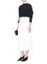 Figure View - Click To Enlarge - VICTORIA BECKHAM - Button waist panel cady crepe midi skirt