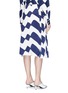 Back View - Click To Enlarge - VICTORIA BECKHAM - Wave print pleated silk satin skirt