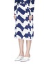 Front View - Click To Enlarge - VICTORIA BECKHAM - Wave print pleated silk satin skirt