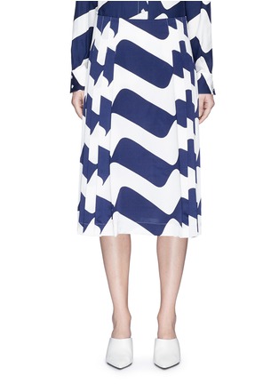 Main View - Click To Enlarge - VICTORIA BECKHAM - Wave print pleated silk satin skirt