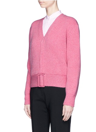 Front View - Click To Enlarge - VICTORIA BECKHAM - Buckle belt V-neck wool sweater