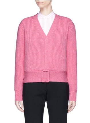 Main View - Click To Enlarge - VICTORIA BECKHAM - Buckle belt V-neck wool sweater