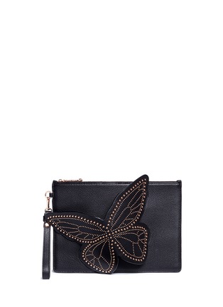 Main View - Click To Enlarge - SOPHIA WEBSTER - 'Flossy' studded 3D butterfly leather clutch