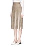 Front View - Click To Enlarge - GABRIELA HEARST - Virgin wool check plaid crepe pleated skirt