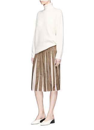 Figure View - Click To Enlarge - GABRIELA HEARST - Virgin wool check plaid crepe pleated skirt
