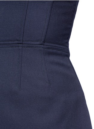 Detail View - Click To Enlarge - GABRIELA HEARST - Off-shoulder mesh panel Merino wool twill bustier dress