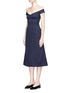 Front View - Click To Enlarge - GABRIELA HEARST - Off-shoulder mesh panel Merino wool twill bustier dress