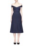 Main View - Click To Enlarge - GABRIELA HEARST - Off-shoulder mesh panel Merino wool twill bustier dress