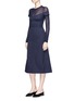 Figure View - Click To Enlarge - GABRIELA HEARST - Off-shoulder mesh panel Merino wool twill bustier dress