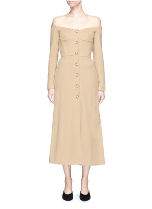 Main View - Click To Enlarge - GABRIELA HEARST - Off-shoulder virgin wool-cashmere melton bustier coat