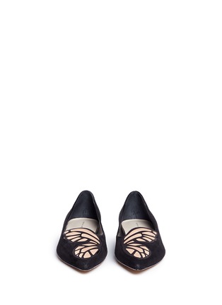 Front View - Click To Enlarge - SOPHIA WEBSTER - 'Bibi Butterfly' wing appliqué kid suede flats