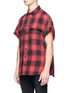 Front View - Click To Enlarge - R13 - Fringed cuff check plaid shirt