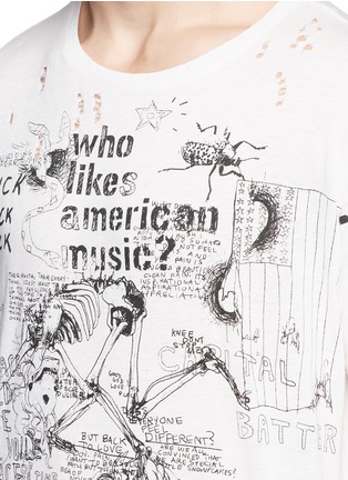 Detail View - Click To Enlarge - R13 - 'Doodle boy' print distressed T-shirt