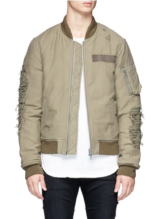Main View - Click To Enlarge - R13 - Distressed down padded bomber jacket