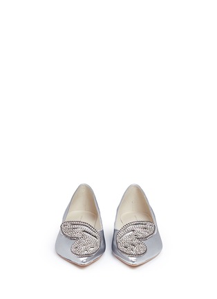 Front View - Click To Enlarge - SOPHIA WEBSTER - 'Bibi Butterfly' jewelled wing metallic flats