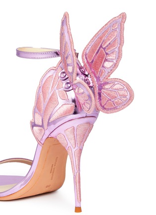 Detail View - Click To Enlarge - SOPHIA WEBSTER - 'Chiara' butterfly embroidered mirror leather sandals