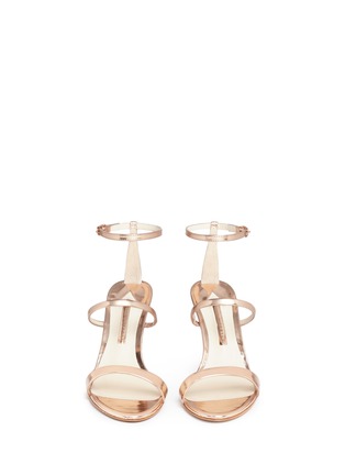 Front View - Click To Enlarge - SOPHIA WEBSTER - 'Rosalind' crystal pavé heel mirror leather sandals