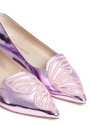 Detail View - Click To Enlarge - SOPHIA WEBSTER - 'Bibi Butterfly' wing embroidered mirror leather flats