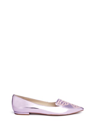Main View - Click To Enlarge - SOPHIA WEBSTER - 'Bibi Butterfly' wing embroidered mirror leather flats