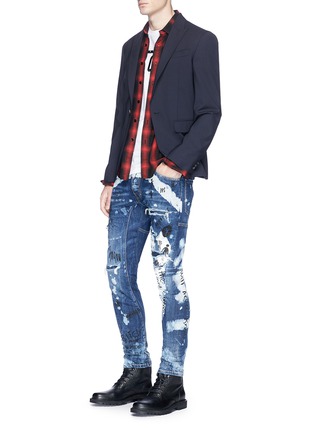 Figure View - Click To Enlarge - 71465 - 'Tidy Biker' scribble print ripped skinny jeans