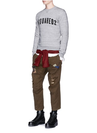 Figure View - Click To Enlarge - 71465 - Ripped patchwork cotton twill chinos