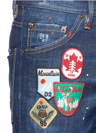 Detail View - Click To Enlarge - 71465 - 'Cool Guy' patch skinny jeans