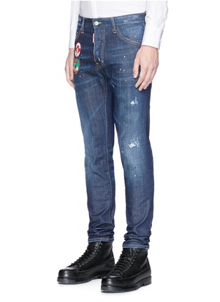 Front View - Click To Enlarge - 71465 - 'Cool Guy' patch skinny jeans