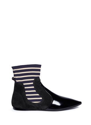 Main View - Click To Enlarge - ACNE STUDIOS - Rib knit panel suede ankle boots