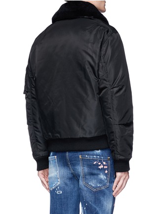 Back View - Click To Enlarge - 71465 - Lambskin shearling collar padded bomber jacket
