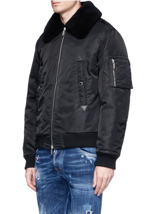 Front View - Click To Enlarge - 71465 - Lambskin shearling collar padded bomber jacket