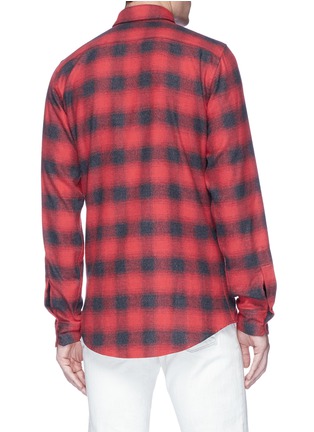 Back View - Click To Enlarge - 71465 - Bow tie check plaid flannel shirt