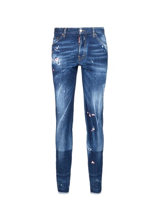 Main View - Click To Enlarge - 71465 - 'Cool Guy' floral embroidered distressed jeans