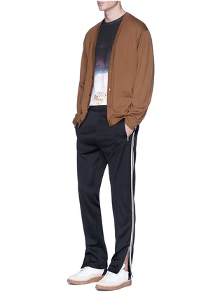 Figure View - Click To Enlarge - MAISON MARGIELA - Stripe outseam pintucked jogging pants