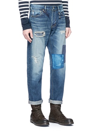 Front View - Click To Enlarge - FDMTL - Boro patchwork slim fit jeans