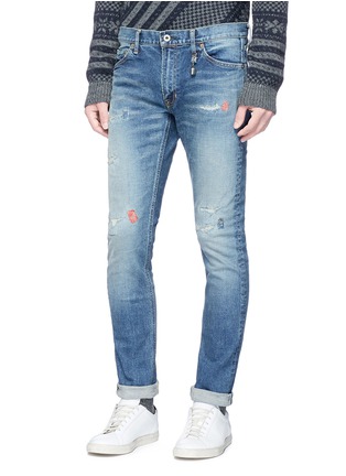Front View - Click To Enlarge - FDMTL - Sashiko patchwork skinny fit jeans