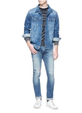 Figure View - Click To Enlarge - FDMTL - Sashiko patchwork skinny fit jeans