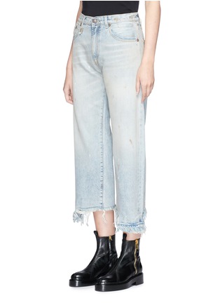 Front View - Click To Enlarge - R13 - 'Camille' staggered cuff cropped selvedge jeans