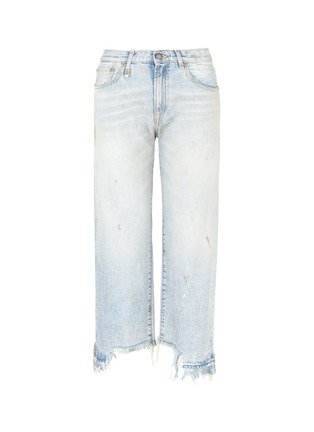 Main View - Click To Enlarge - R13 - 'Camille' staggered cuff cropped selvedge jeans