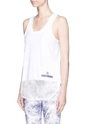 Front View - Click To Enlarge - ADIDAS BY STELLA MCCARTNEY - Mesh hem organic cotton performance tank top