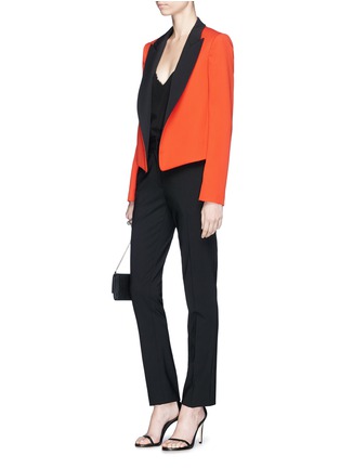 Figure View - Click To Enlarge - LANVIN - Colourblock cropped wool suiting jacket