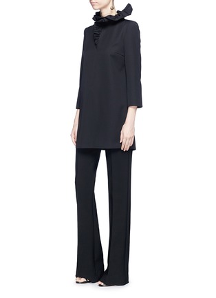 Figure View - Click To Enlarge - LANVIN - Ruffle collar wool twill top