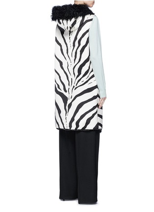 Back View - Click To Enlarge - LANVIN - Lamb fur trim zebra print sateen vest