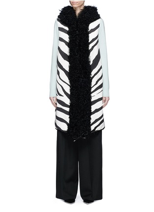 Main View - Click To Enlarge - LANVIN - Lamb fur trim zebra print sateen vest