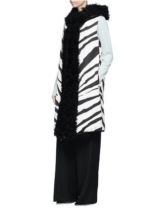Figure View - Click To Enlarge - LANVIN - Lamb fur trim zebra print sateen vest