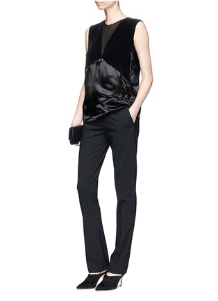 Figure View - Click To Enlarge - LANVIN - Velvet and satin patchwork sleeveless top