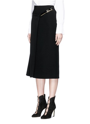 Front View - Click To Enlarge - LANVIN - Leather strap cady wrap skirt